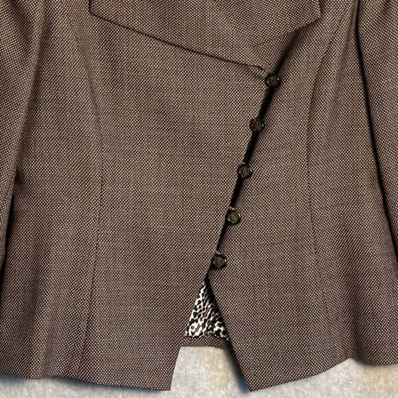 Tahari ASL Blazer Jacket Womens 12 Brown Wool Asymmetric Buttons‎ office career - Picture 6 of 8
